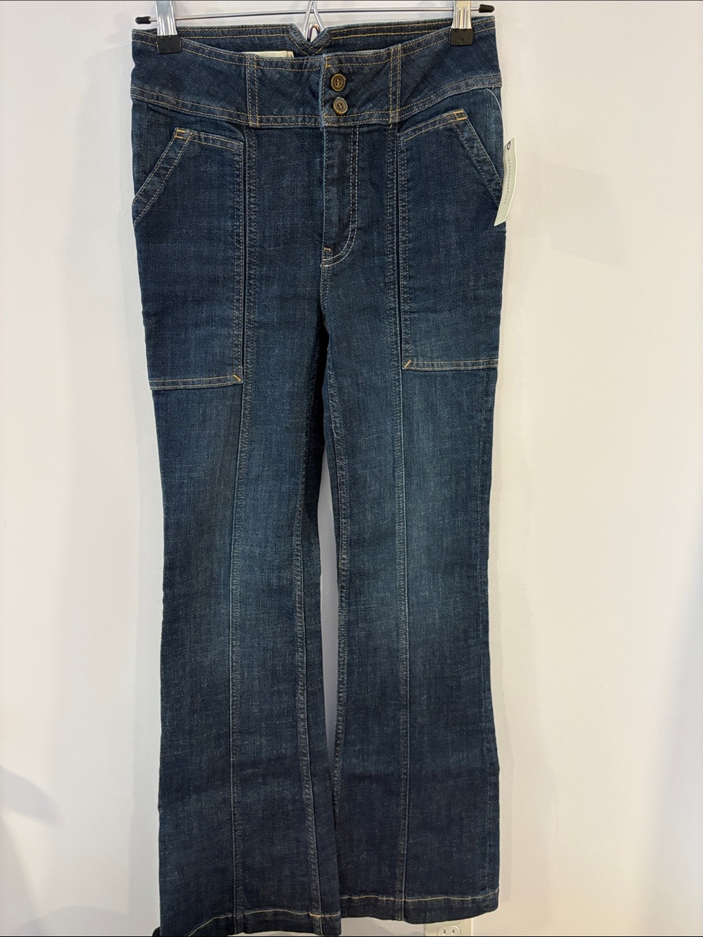 NWT Pilcro and the Letterpress Boot-Cut Jeans in Dark Blue Denim size 27